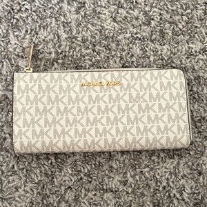 Michael Kors Cream Monogram Zip Wallet